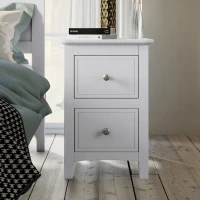 Solid Wood Nightstand with 2 Drawers, Pine Wood and MDF, Smooth Metal Rails,14.2″ x 12.2″ W x 22.2", White(m-4)