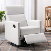 Modern Upholstered Rocker Nursery Chair, Plush Seating Glider Swivel Recliner with Adjustable Recline and Tall Backrest, 33.0" x 25.5" x 37.5", Beige(m-1)