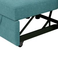 3-in-1 Convertible Sofa Bed Chair, Adjustable Backrest, High Density Foam, Sturdy Metal Frame, Convenient Wheels, 34"L x 33.5"W x 33"H, Teal(m-10)