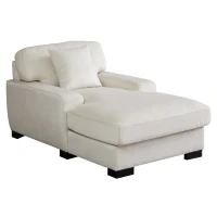 Modern Mid-Century Oversized chaise lounger, Velvet Upholstery, Solid Wood Legs, Removable Cushions, 59.8"L x 37.8"W x 31.75"H, Cream(m-2)