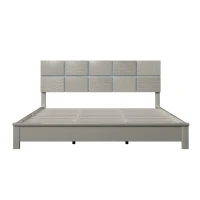 Vinsetto King Size Champagne Silver Platform Bed, Solid Rubber Wood Frame and Legs, Champagne(m-2)