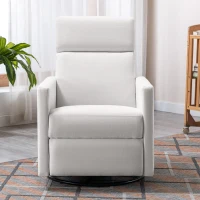 Modern Upholstered Rocker Nursery Chair, Plush Seating Glider Swivel Recliner with Adjustable Recline and Tall Backrest, 33.0" x 25.5" x 37.5", Beige(m-8)
