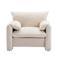Modern Chenille Oversized Armchair, Single Sofa Lounge Chair with Plush Cushions, 38.6'' W for Living Room or Bedroom, Cream(m-5)