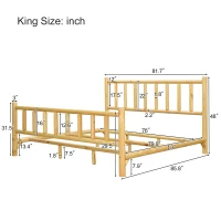 Vinsetto Farmhouse Log Bed Frame King, Rustic Solid Pine Cylinder Construction, Fits Mattresses and Box Springs, Natural Finish, Natural(m-3)