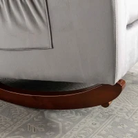 Baby Room High Back Rocking Chair, Comfortable Nursery Rocker with Padded Seat, Modern Armchair with Cotton Fabric and Rubber Wood Legs, 26" x 40" x 37", Grey(m-7)