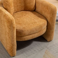 Mid Century Modern barrel accent chair, Ergonomic Armrest, Comfortable Backrest, Soft Seat, Durable Woven Velvet Fabric, 33.1"L x 29.9"Wx 32.3"H, Pumpkin Orange(m-7)