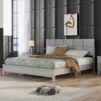 Vinsetto King Size Champagne Silver Platform Bed, Solid Rubber Wood Frame and Legs, Champagne(m-1)