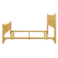 Vinsetto Farmhouse Log Bed Frame King, Rustic Solid Pine Cylinder Construction, Fits Mattresses and Box Springs, Natural Finish, Natural(m-7)