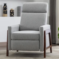 Wood-Framed Upholstered Recliner Chair, Adjustable Home Theater Seating with Thick Seat Cushion and Backrest, Modern Living Room Recliner with Retractable Footrest, 33.8" x 29.1" x 40.1", Gray(m-1)