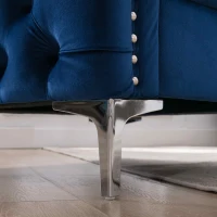 Modern Velvet Armchair, Tufted Button Accent Chair with Steel Legs, Ergonomic Design, 330 LBS Weight Capacity, Velvet Fabric, Navy(m-7)