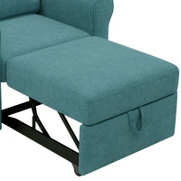 3-in-1 Convertible Sofa Bed Chair, Adjustable Backrest, High Density Foam, Sturdy Metal Frame, Convenient Wheels, 34"L x 33.5"W x 33"H, Teal(m-9)