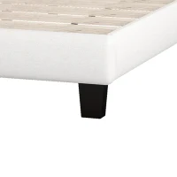 Vinsetto Upholstered Platform Bed with Saddle Curved Headboard and Diamond Tufted Details, Full Size, MDF and Solid Wood Frame, No Box Spring Required, Beige(m-7)