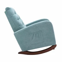 Baby Room High Back Rocking Chair, Comfortable Nursery Rocker with Padded Seat, Modern Armchair with Cotton Fabric and Rubber Wood Legs, 26.0" x 40.0" x 37.0", Mint Green(m-8)