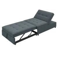 4-in-1 Sofa Bed Chair, Multi-Function Folding Ottoman Bed with Storage Pocket and USB Port, 5-Level Adjustable Backrest, 72.5" x 26.75" x 18.0", Dark Blue(m-12)
