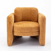 Mid Century Modern barrel accent chair, Ergonomic Armrest, Comfortable Backrest, Soft Seat, Durable Woven Velvet Fabric, 33.1"L x 29.9"Wx 32.3"H, Pumpkin Orange(m-8)