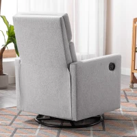 Modern Upholstered Rocker Nursery Chair, Plush Seating Glider Swivel Recliner with Adjustable Recline and Tall Backrest, 33.0" x 25.5" x 37.5", Gray(m-9)