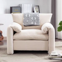 Modern Chenille Oversized Armchair, Single Sofa Lounge Chair with Plush Cushions, 38.6'' W for Living Room or Bedroom, Cream(m-4)