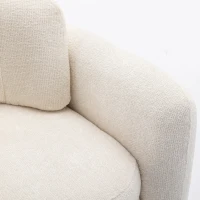 Mid Century Modern barrel accent chair, Ergonomic Armrest, Comfortable Backrest, Soft Seat, Durable Woven Velvet Fabric, 33.1"L x 29.9"W x 32.3"H, 330 lbs Capacity, Ivory(m-11)