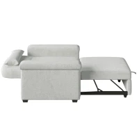 3-in-1 Convertible Sleeper Chair Sofa Bed with Adjustable Backrest and Pillow, Space-Saving Pull-Out Design, Wood and Steel Frame, Beige(m-9)