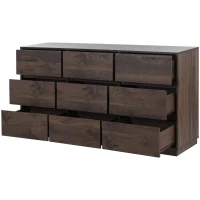 Vinsetto Mid-Century Modern 9-Drawer Dresser, Dark Walnut Finish, Scratch Resistant, Smooth Metal Runners, Dark Brown(m-5)