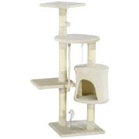 PawHut 46" Scratching Cat Tree Multi Level Activity Center Kitty Condo Furniture Post Beige(m-11)