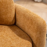 Mid Century Modern barrel accent chair, Ergonomic Armrest, Comfortable Backrest, Soft Seat, Durable Woven Velvet Fabric, 33.1"L x 29.9"Wx 32.3"H, Pumpkin Orange(m-6)