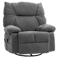 HOMCOM Oversized Vibration Massage Recliner Chair with Heat, Swivel Rocker, Teddy Fabric, Footrest, Remote, 4 Pockets, Dark Gray(m-10)