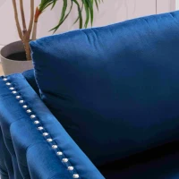 Modern Velvet Armchair, Tufted Button Accent Chair with Steel Legs, Ergonomic Design, 330 LBS Weight Capacity, Velvet Fabric, Navy(m-5)