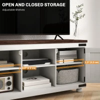 HOMCOM Farmhouse TV Stand for up to 50" TV, TV Cabinet with Barn Doors, Cable Management for Living Room, Distressed White(m-4)