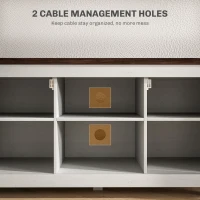 HOMCOM Farmhouse TV Stand for up to 50" TV, TV Cabinet with Barn Doors, Cable Management for Living Room, Distressed White(m-5)