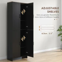 HOMCOM Freestanding Kitchen Pantry, 4-Door Kitchen Pantry Cabinet with Adjustable Shelves and Doors, Black(m-5)