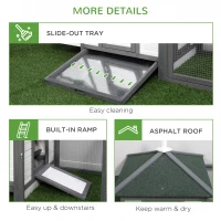 PawHut 77" Chicken Coop Hen House Rabbit Hutch Poultry Cage Pen Outdoor Backyard with Nesting Box Run White and Dark gray(m-7)
