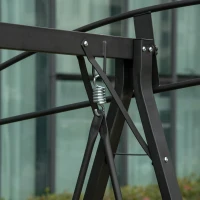 Outsunny 2-Person Patio Swings with Canopy, Outdoor Canopy Swing with Adjustable Shade, Breathable Mesh Seats and  Steel Frame for Garden, Poolside, Backyard, Beige(m-8)