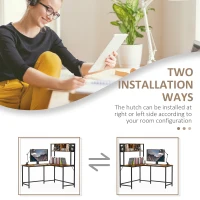 HOMCOM Home Office L-Shaped Computer Desk with Hutch and Storage Shelves, PC Table Study Writing Workstation with 2 Storage Compartments, Bookshelf, Brown(m-5)