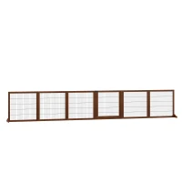 PawHut Wooden Pet Gate, Dog Safety Barrier, Freestanding Foldable Fence, w/ 6 Panels, 2 Support Feet, for House Doorway Stairs, Small & Medium Dogs, Coffee(m-11)