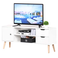 HOMCOM TV Stand for TVs up to 50", TV Cabinet with Shelves, Drawers and Cable Hole, Entertainment Unit for Living Room, White(m-13)