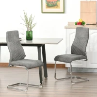 HOMCOM Set of 2 Dining Chairs High Back Accent Chair for Dining Room, Living Room with Bent Metal Base, Grey(m-8)