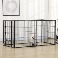 PawHut 6 Panel 32.5" - 59" x 32" Dog Playpen, Heavy Duty Pet Playpen for Indoor Outdoor, Small and Medium Dogs(m-8)
