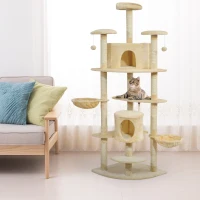 PawHut 79" Scratching Kitten Tree Condo Kitten Scratch Activity Center Toys Beige(m-8)