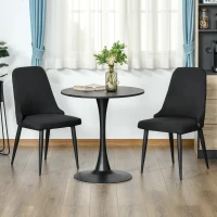 HOMCOM Modern Dining Chair Set of 2, Fabric Upholstered Side Chairs for Kitchen Living Room with Metal Legs, Black(m-8)