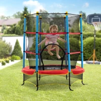 Qaba Kids Trampoline with Safety Enclosure Net and Safety Pad, Indoor Outdoor for Age 3-10 Years Old, Multi-coloured(m-8)