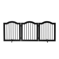 PawHut 24"H Foldable Dog Gate, 3 Panels Freestanding Pet Gate Barriers Indoor with Support Feet, Puppy Fence for Small Dogs, Black(m-11)