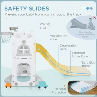 Qaba 6-in-1 Slide and Swing Set Baby Swing Playset Indoor with Basketball Hoop, Climber, Storage Space, Telescope, Grey(m-5)