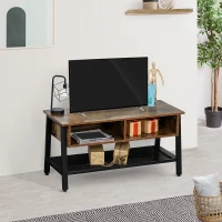 HOMCOM Industrial TV Stand, TV Console Table for TV up to 45'' Flat Screen, Entertainment Center for Living Room, Bedroom, Rustic Brown(m-9)