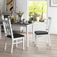 HOMCOM Farmhouse Dining Table Chairs Set of 2, Pine Wood Kitchen Table Chairs with PU Leather Cushion for Living Room, Bedroom(m-8)