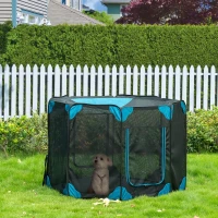 PawHut Portable Outdoor Cat Playpen, Exercise Pen Kennel with Carrying Bag, Zippered Cover, Water-Resistant Bottom, for Small Dogs, Rabbits, Guinea Pigs, Φ59" x 39"(m-11)