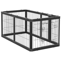 PawHut Dog Playpen, 6 Panels 24.5" Heavy Duty Pet Playpen, Foldable Dog Exercise Pen with Door Indoor Outdoor, Black(m-10)