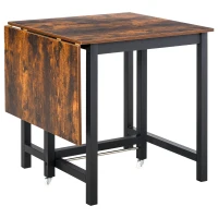 HOMCOM Foldable Dining Table Drop Leaf Folding Side Console Writing Desk for Kitchen, Dining Room, Rustic Brown(m-11)