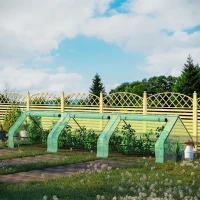 Outsunny 158" x 39" x 32" Plant Greenhouse Portable Garden Seed Flower Tunnel Growing Tent 3 Large Zippered Roll-up Doors Backyard Gardening Planter Green(m-8)