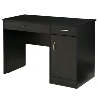 HOMCOM Computer Desk with Storage Drawers, Study Writing Table with Cabinet Adjustable Shelf for Home Office Workstation Bedroom, Black(m-11)
